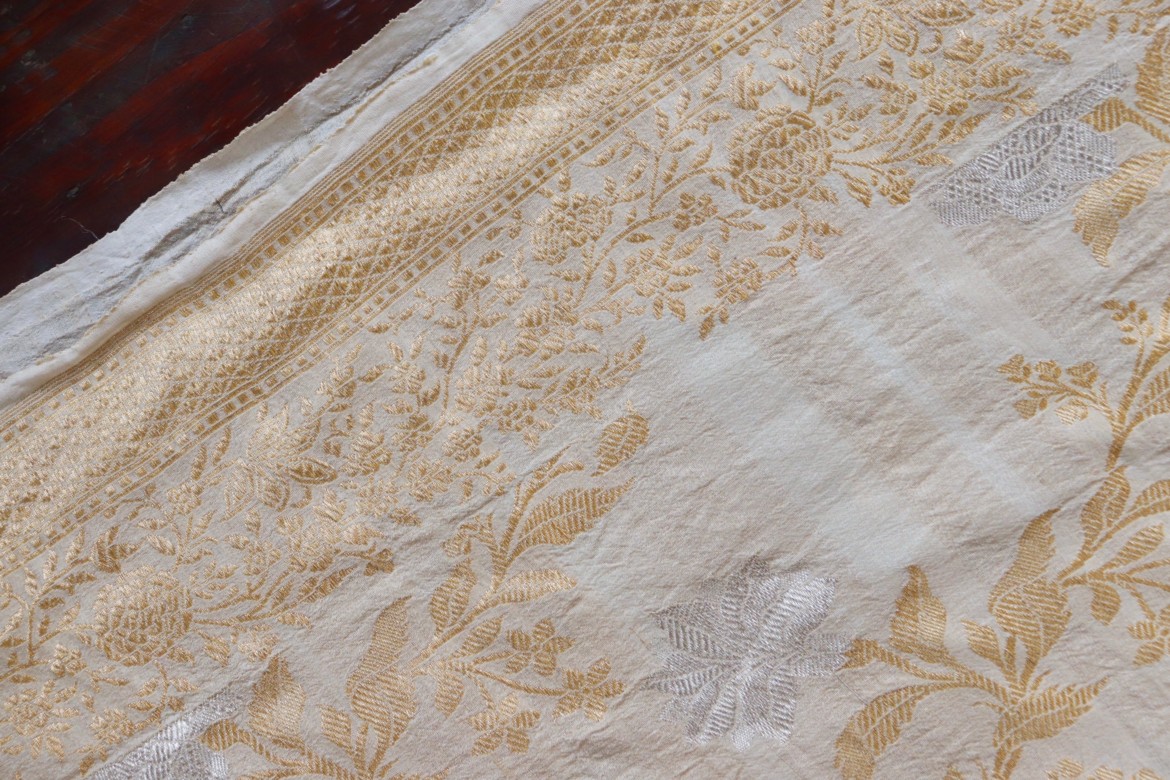 Natural Tussar Jangla Banarasi Silk Handloom Saree