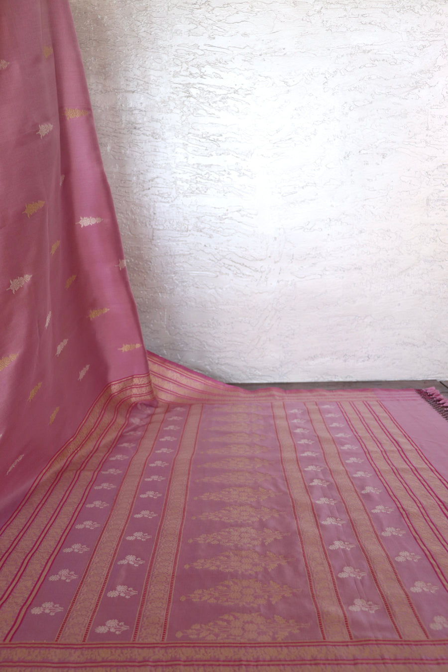 Dusty Rose Kadhua Banarasi Katan Silk Saree - photo 3