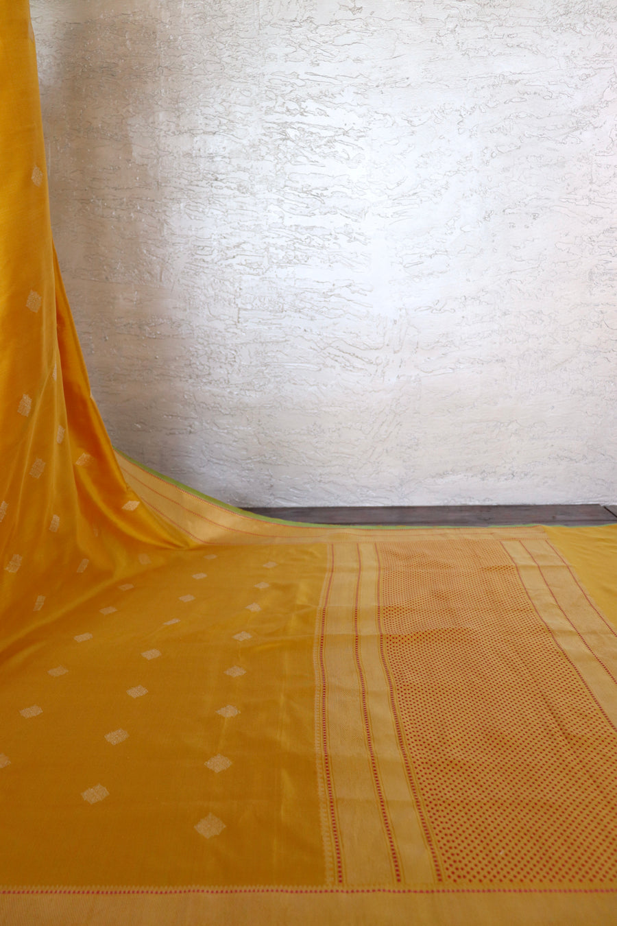 Marigold Yellow Kadhua Banarasi Katan Silk Saree - photo 3