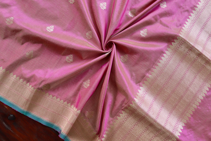 Rose Pink Kadhua Banarsi Silk Saree - photo 4