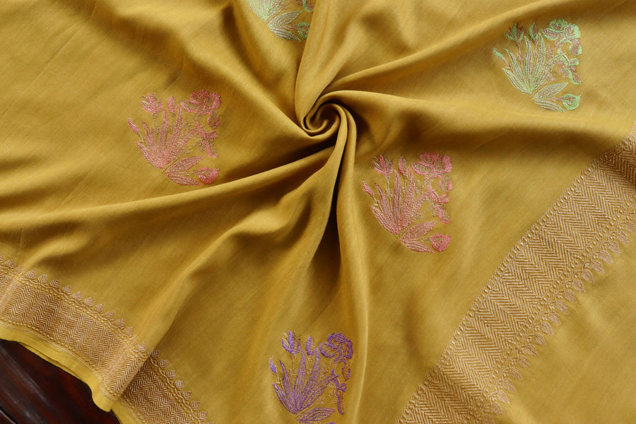 Marigold Kadhua Banarsi Silk Saree - photo 4
