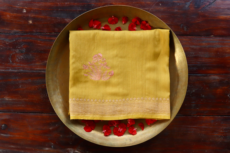 Marigold Kadhua Banarsi Silk Saree - photo 5