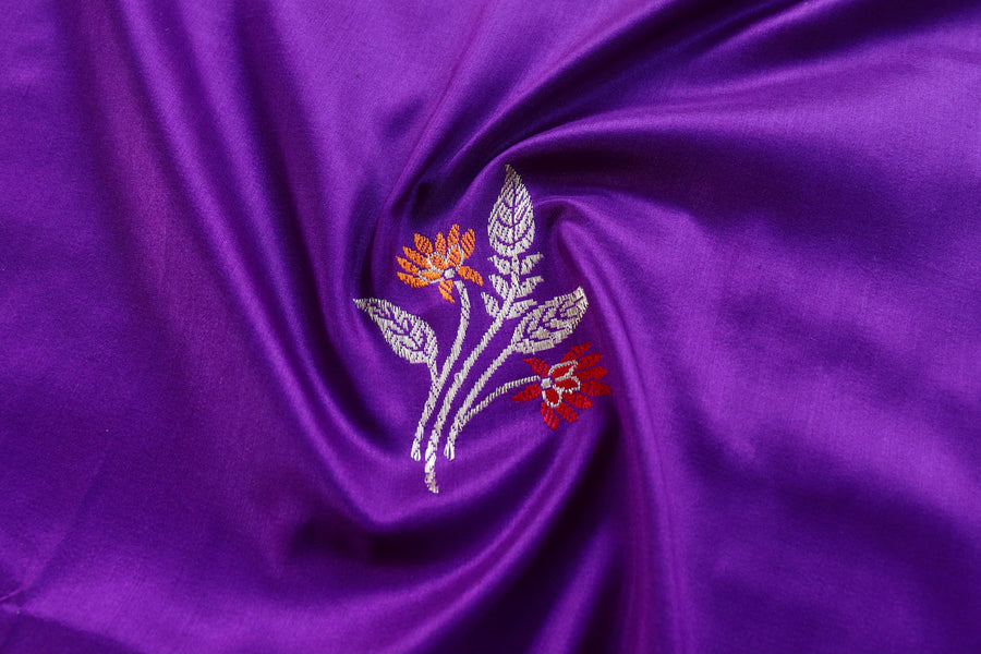 Royal Purple Kadhua Banarsi Silk Saree - photo 3