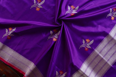 Royal Purple Kadhua Banarsi Silk Saree - photo 4