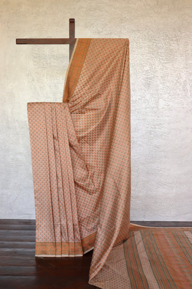 Sand Beige Kadhua Banarsi Silk Saree - front drape
