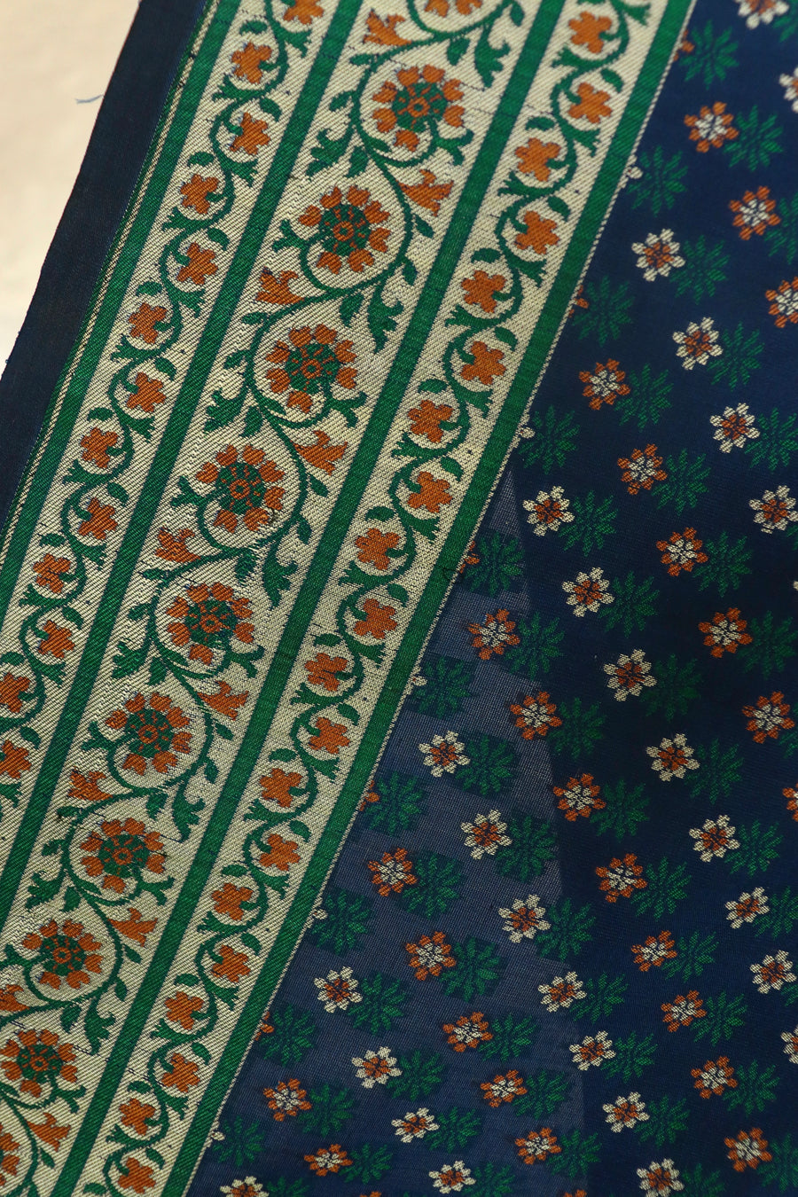 Indigo Blue Kadhua Banarsi Silk Saree - photo 4