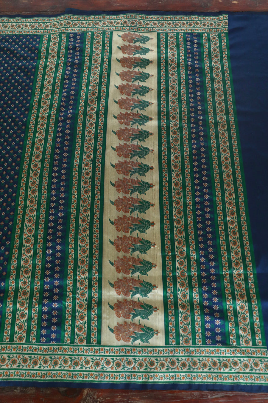 Indigo Blue Kadhua Banarsi Silk Saree - photo 5