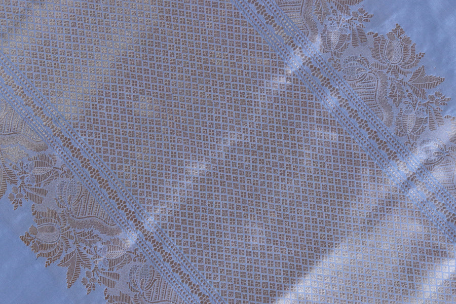 Full drape of Light Blue Sona Rupa pure silk Banarasi saree