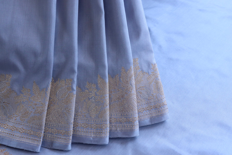 Pallu detail of Light Blue Sona Rupa Banarasi saree