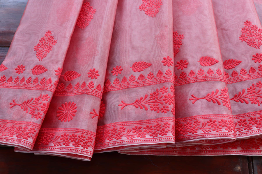 Blouse piece for Red Resham Kadhua Kora saree