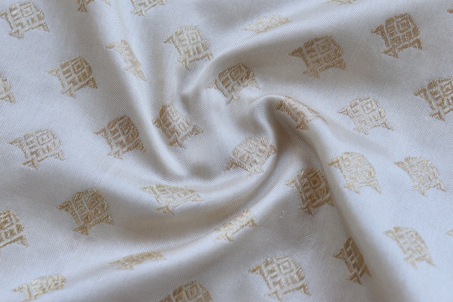 Aanchal motif on Shwetambri Matsya Buti zari saree