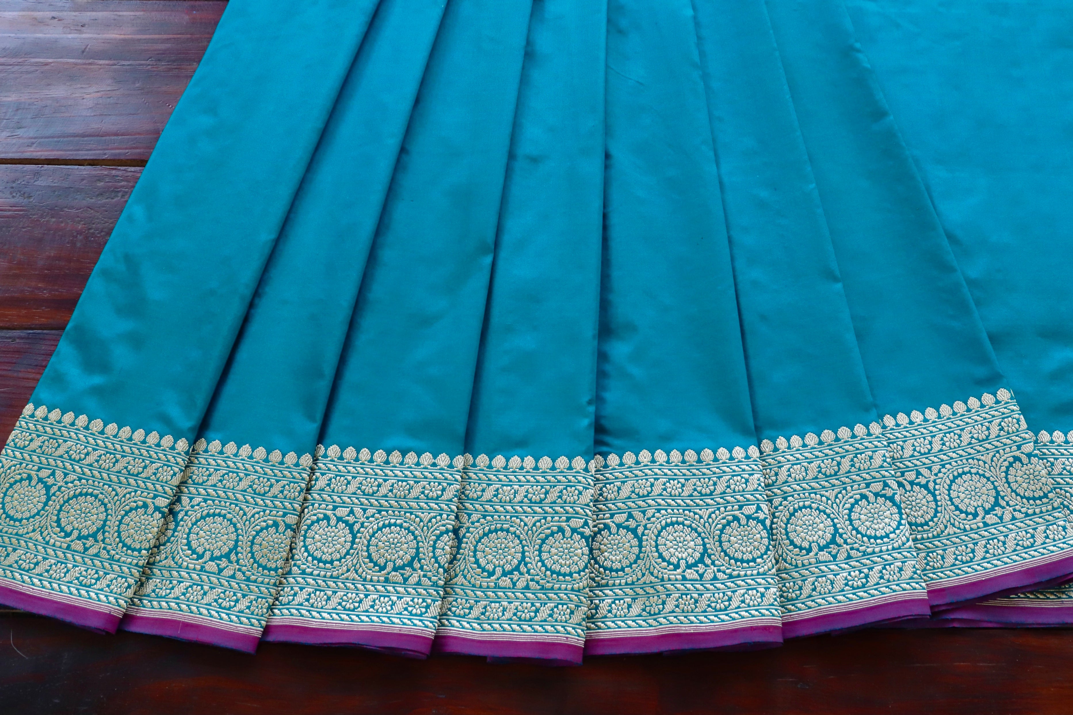 Peacock Blue Kuniya Pure Silk Handloom Banarasi Saree