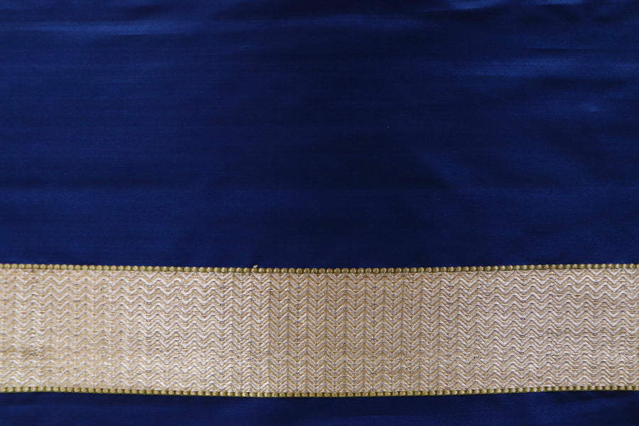 Royal Blue Tanchoi Banarsi Silk Saree - photo 6