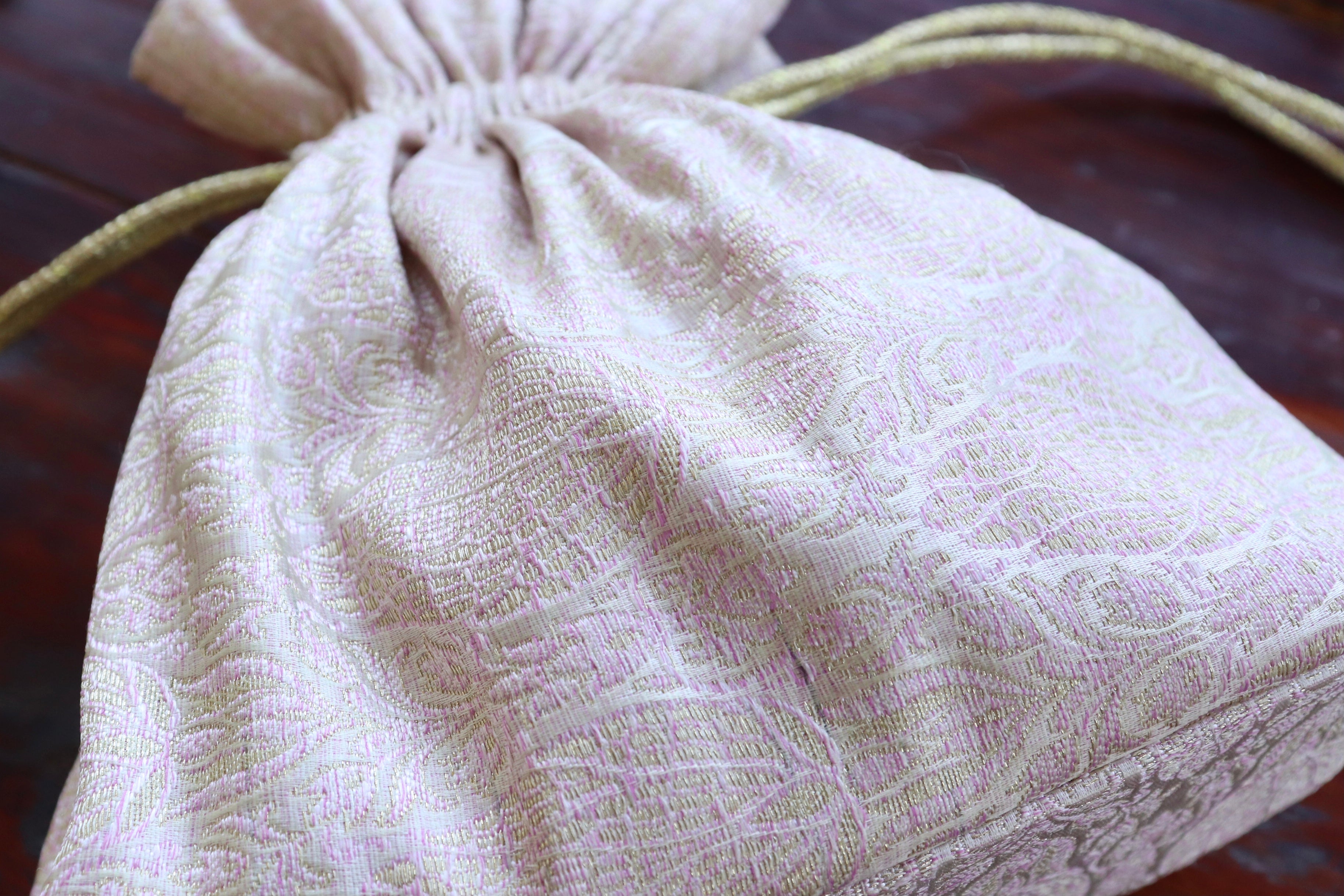 Ivory Banarasi Silk Potli Bag