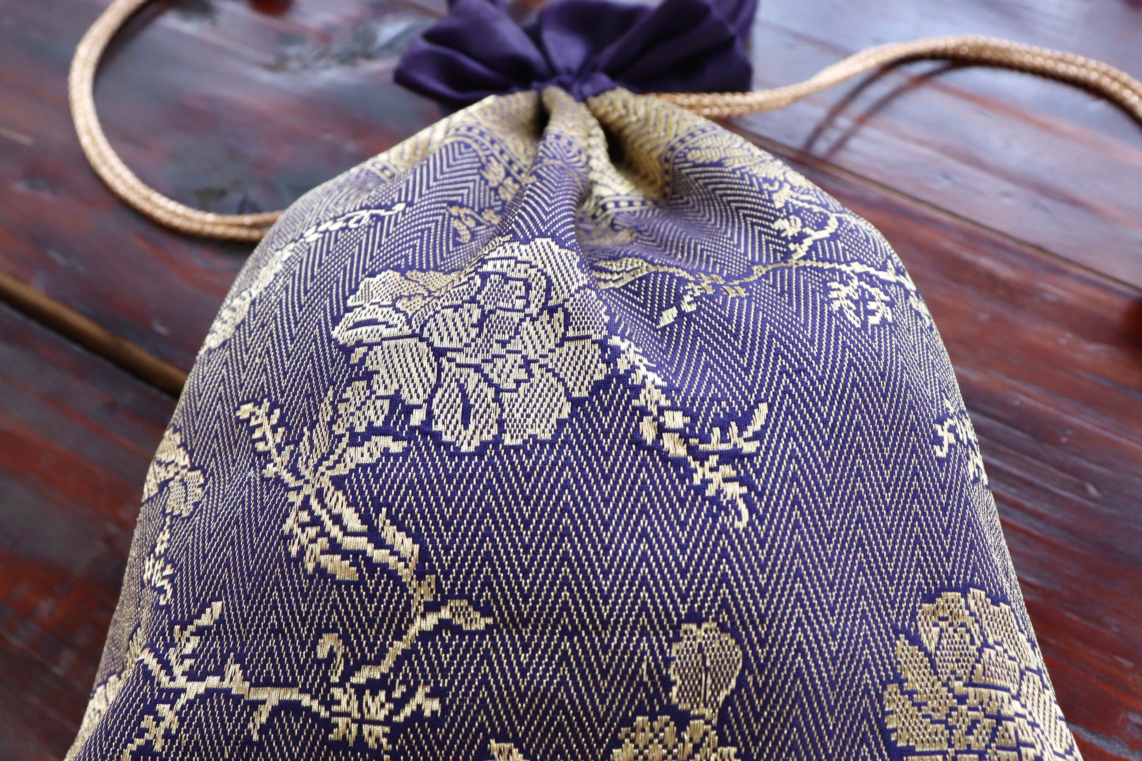 Blue Banarasi Silk Potli Bag