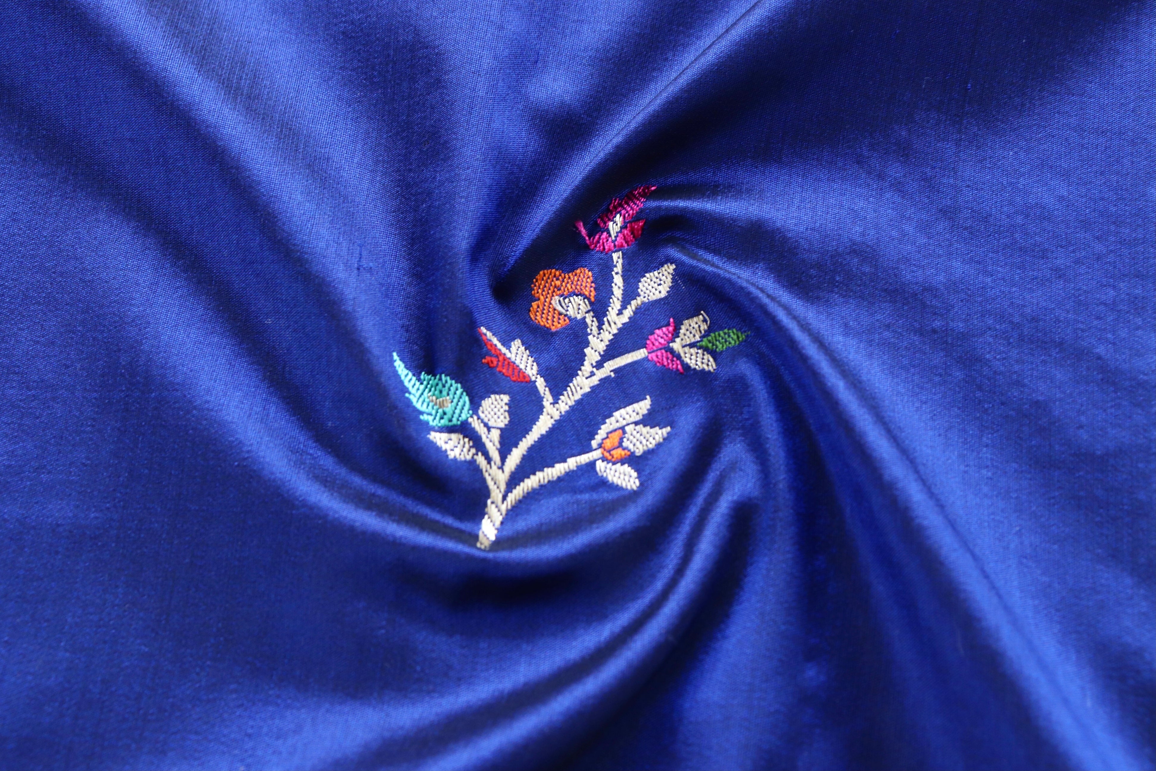 Navy Blue Kadhua Motif Pure Silk Handloom Banarasi Dupatta