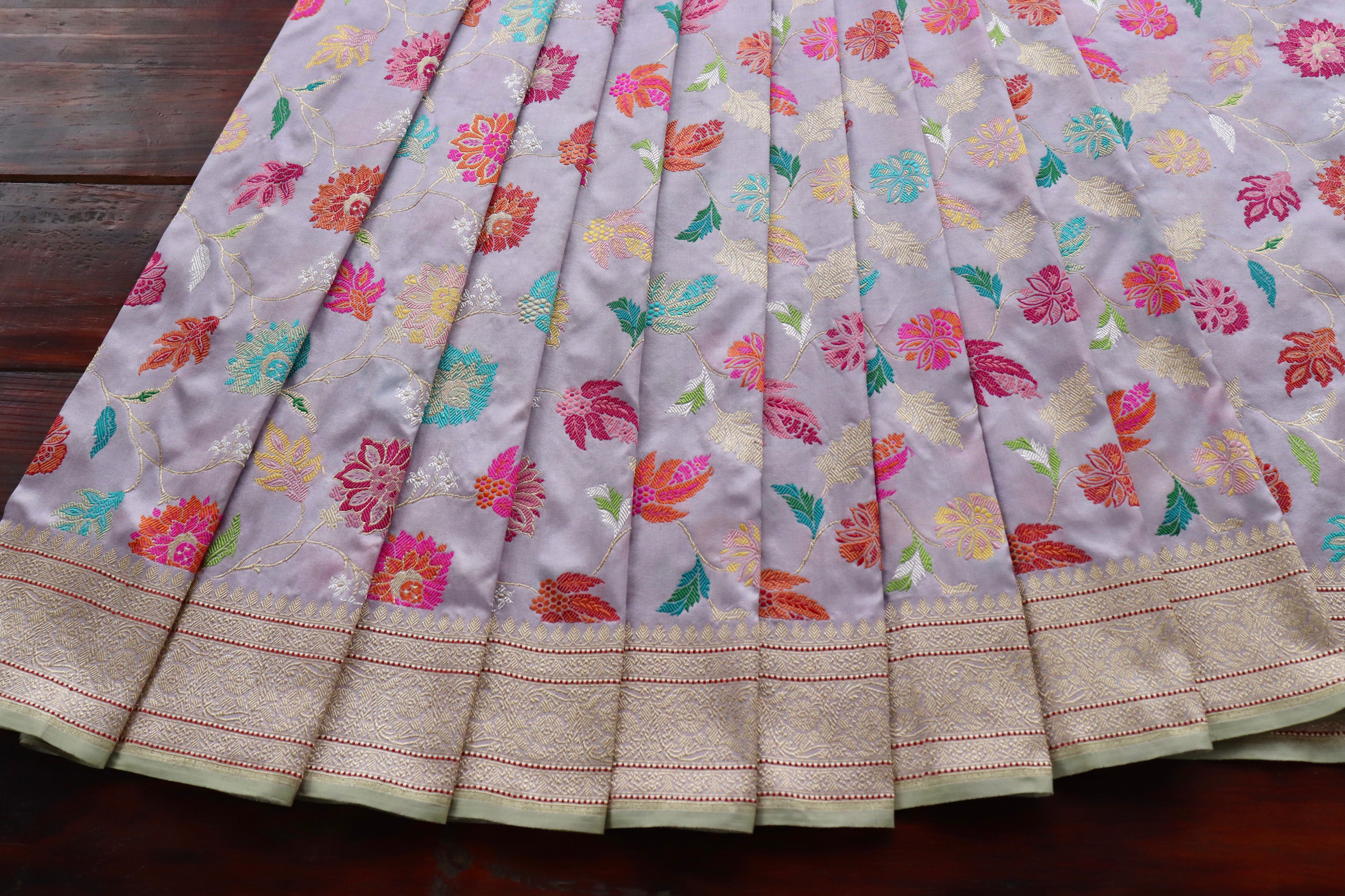 Lilac Kimkhab Pure Silk Handloom Saree