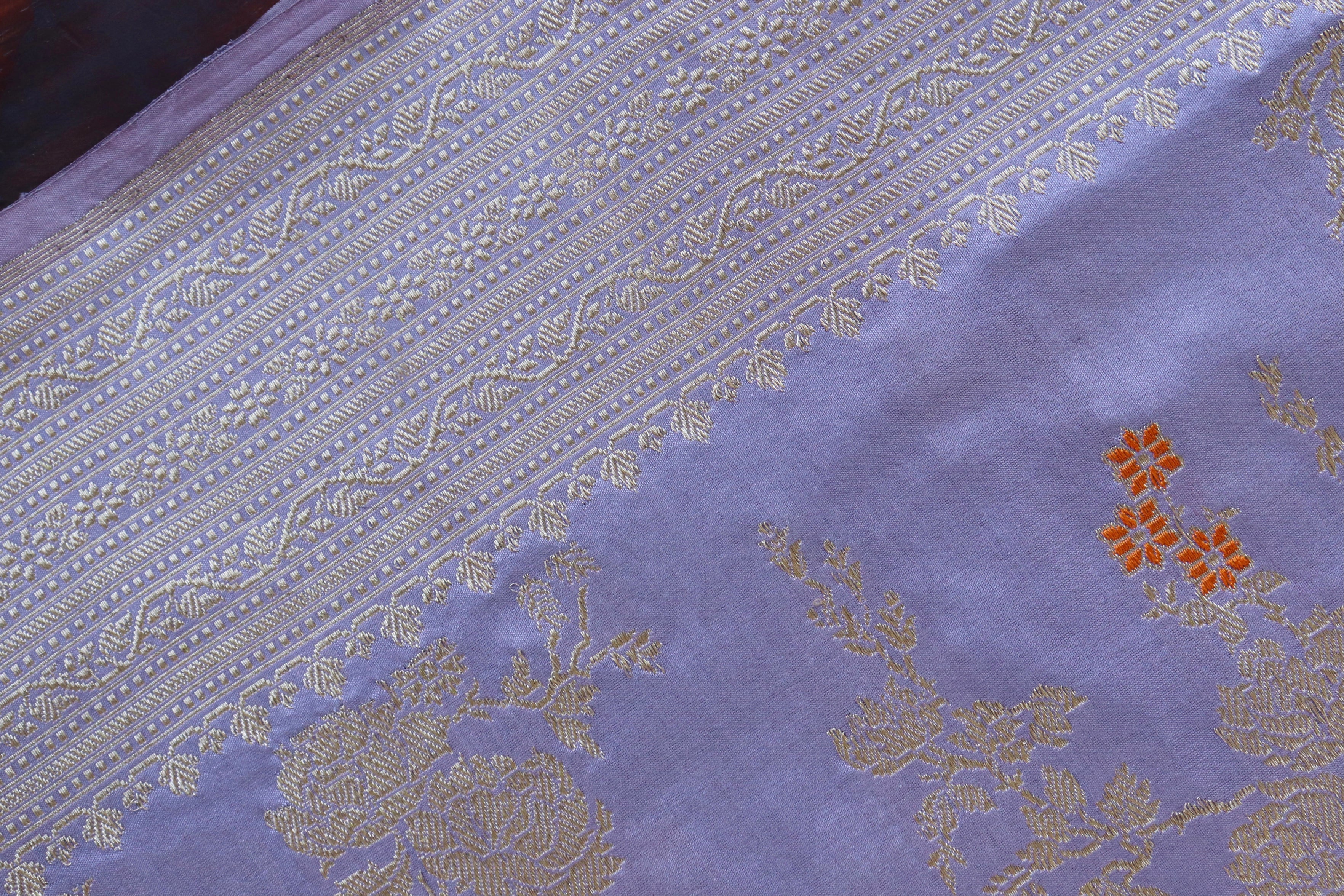 Iris Gulab Jangla Pure Silk Handloom Banarasi Saree