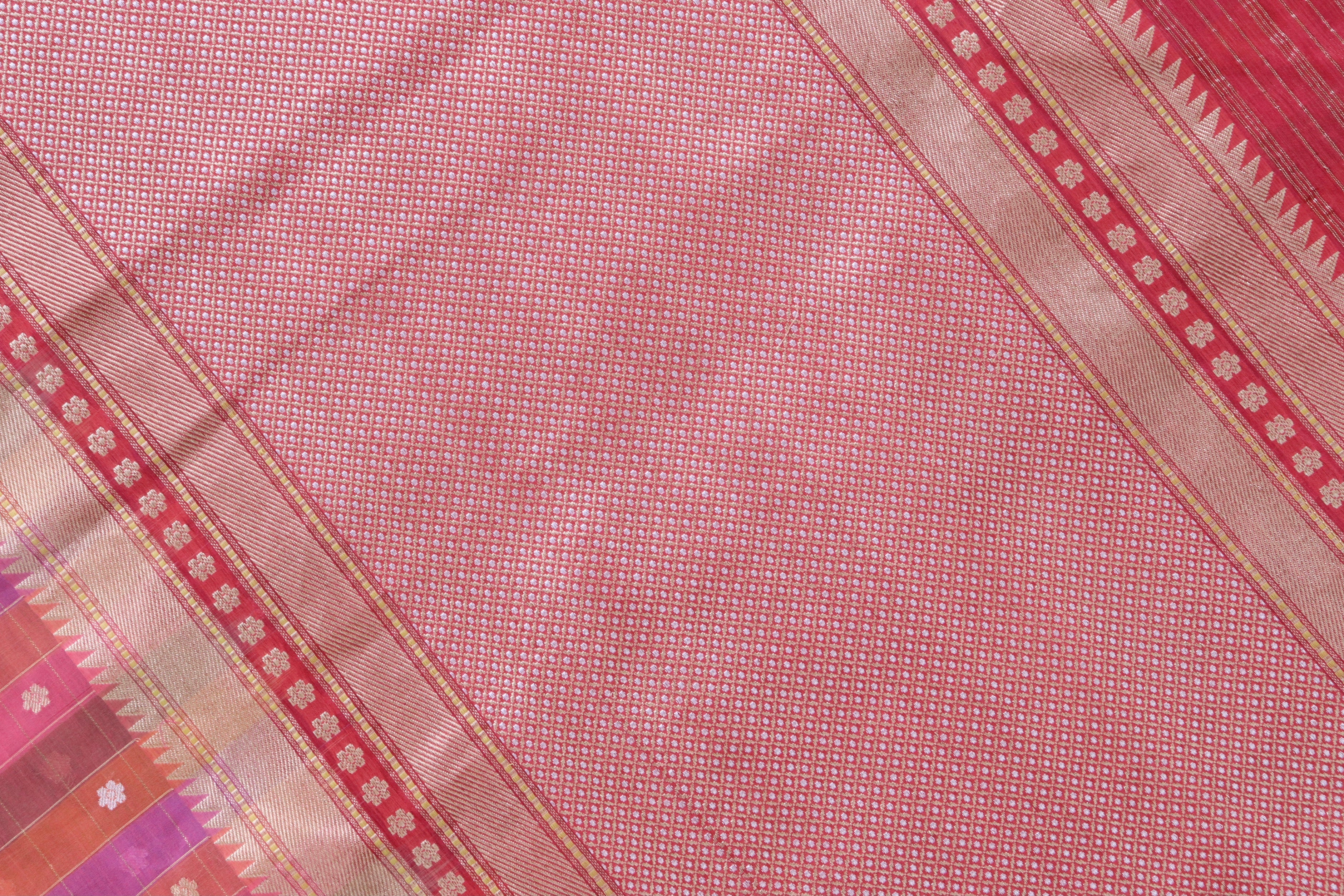 Multi Coloured Cotton By Kora Banarasi Silk Handloom Saree