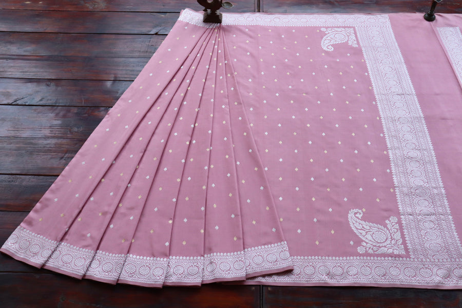 Salmon Pink Kadhua Weave Pure Silk Handloom Banarasi Saree