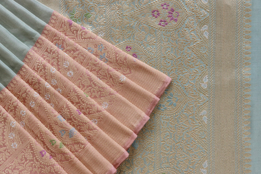 Blouse piece for Sea Green & Pink Tissue Kadiyal Banarasi saree