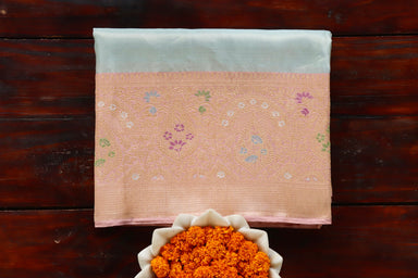 Sea Green & Pink Tissue With Meenadar Silk Kadiyal | Stuti Weaves