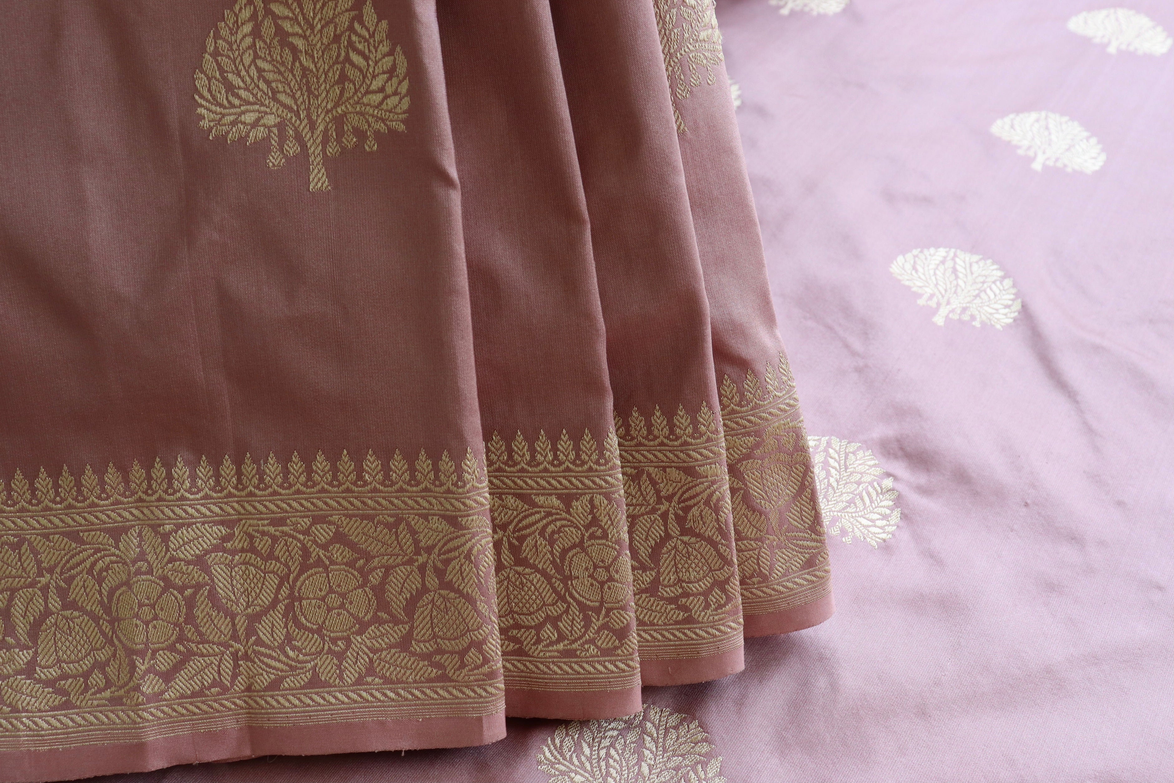 Pale Pink Kadhua Motif Pure Silk Handloom Banarasi Saree