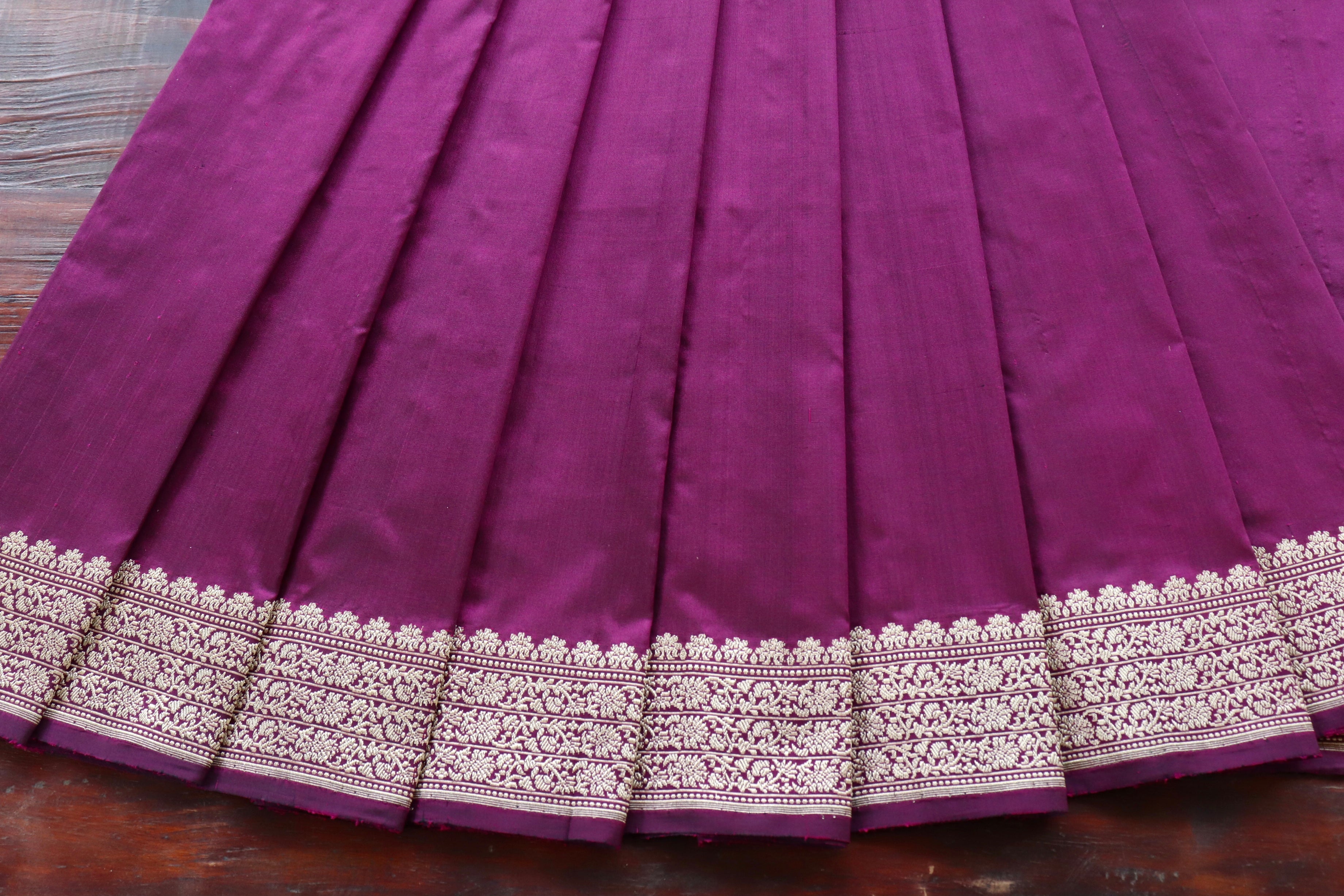 Aubergine Kadhua Pure Silk Handloom Banarasi Saree