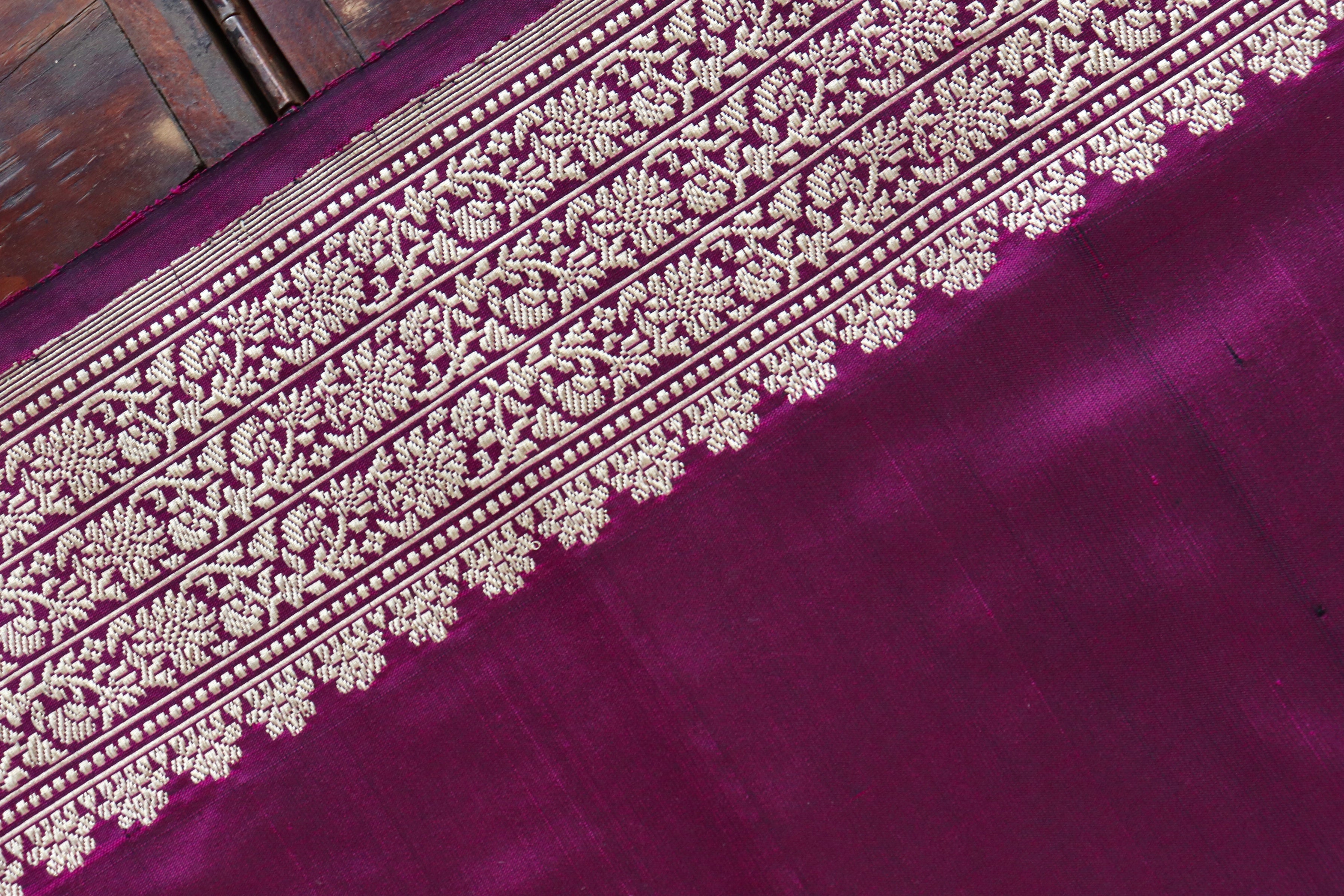 Aubergine Kadhua Pure Silk Handloom Banarasi Saree