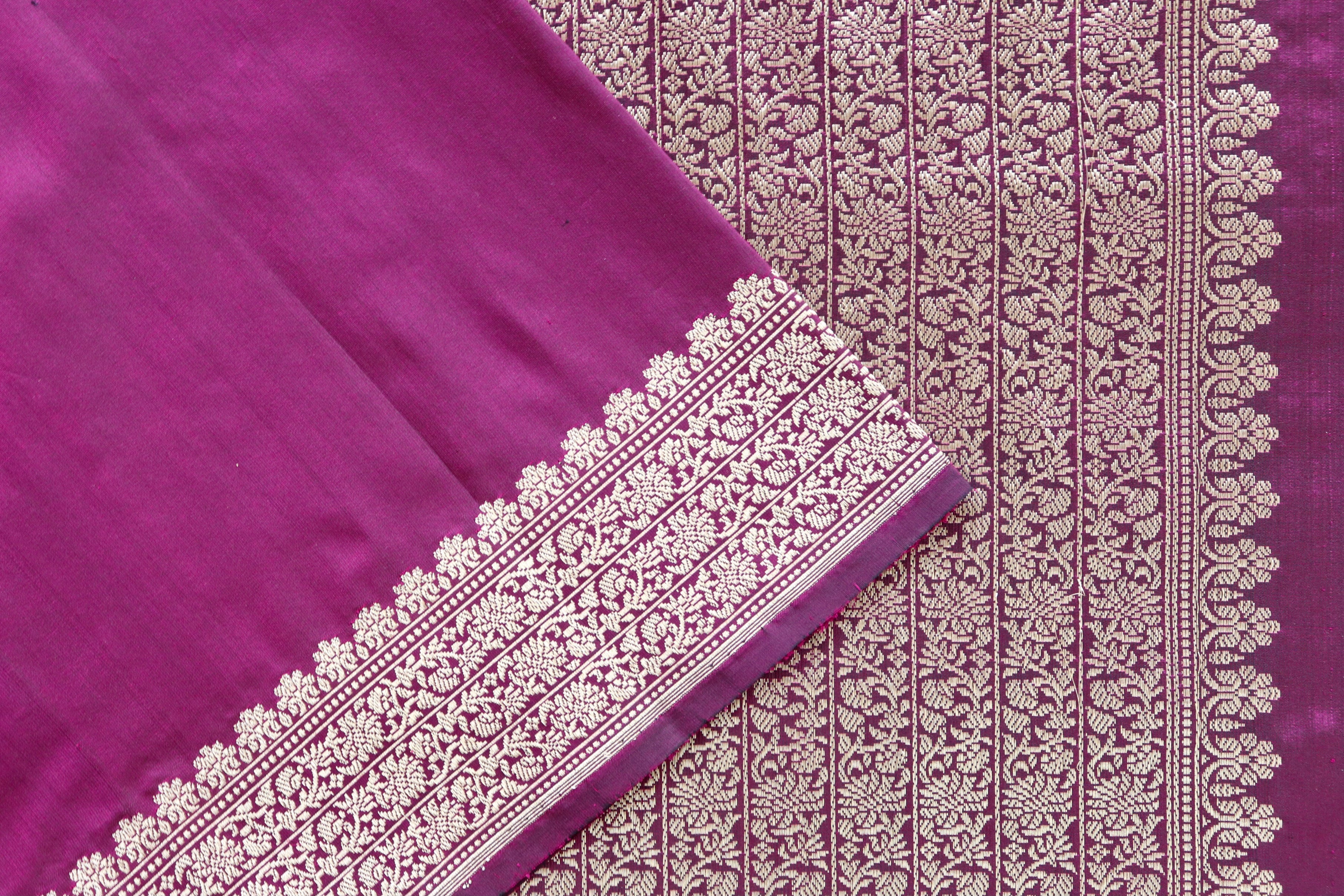 Aubergine Kadhua Pure Silk Handloom Banarasi Saree