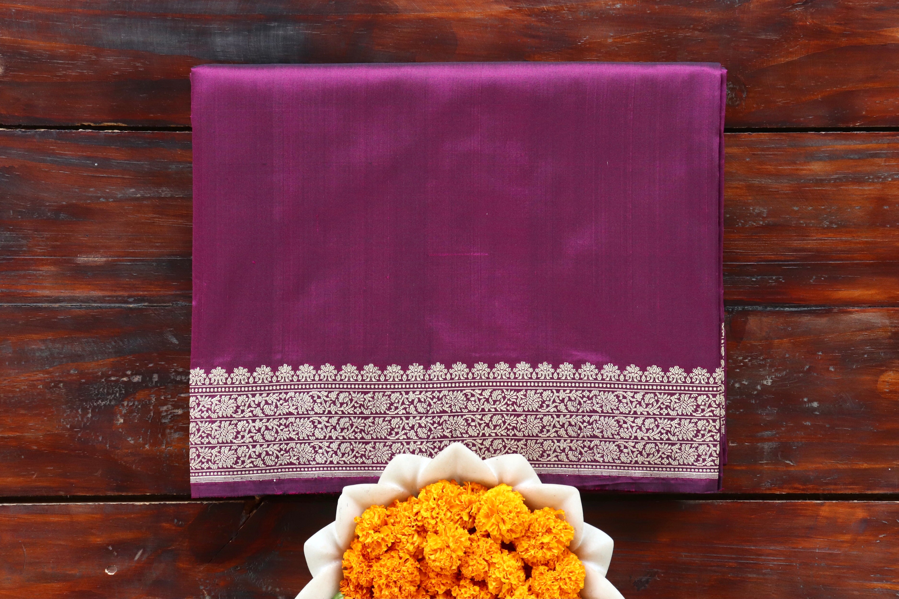 Aubergine Kadhua Pure Silk Handloom Banarasi Saree