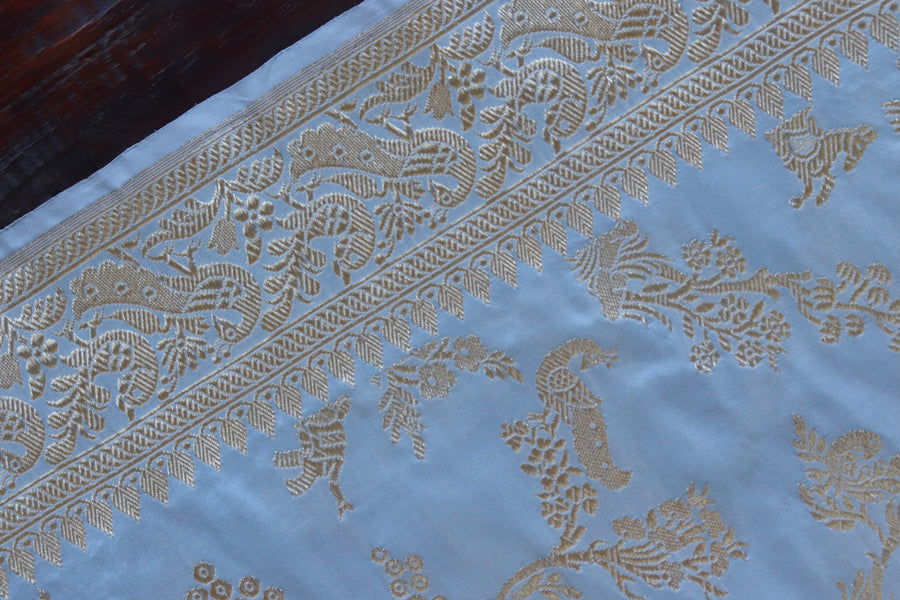 Blouse piece for Grey Kadhua Banarasi saree