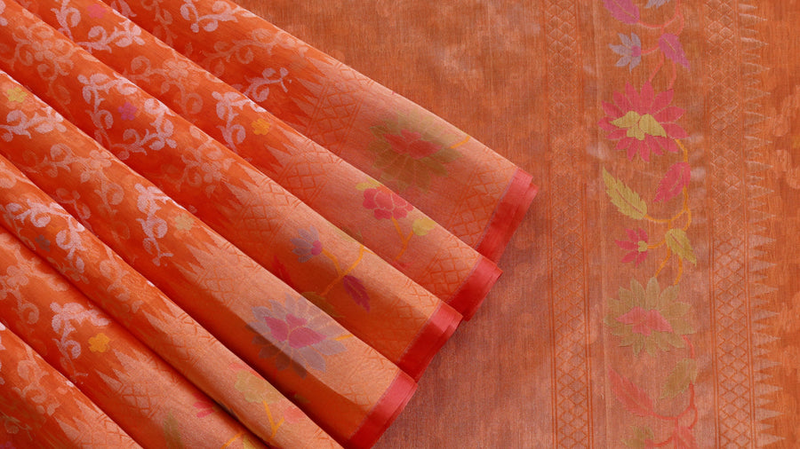 Blouse piece for Bright Orange Kadhua Kora saree
