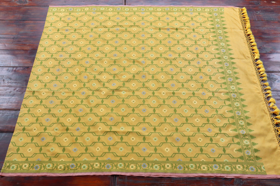 Yellow Cutwork Pure Silk Handloom Banarasi Dupatta