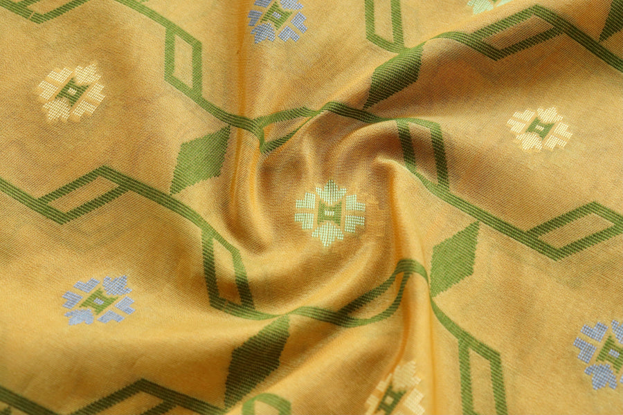 Yellow Cutwork Pure Silk Handloom Banarasi Dupatta
