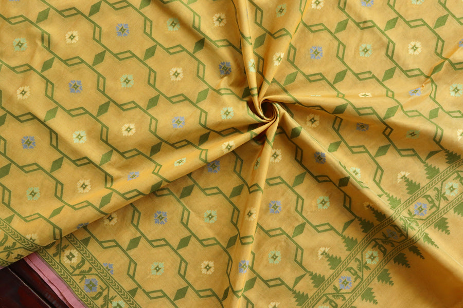 Yellow Cutwork Pure Silk Handloom Banarasi Dupatta