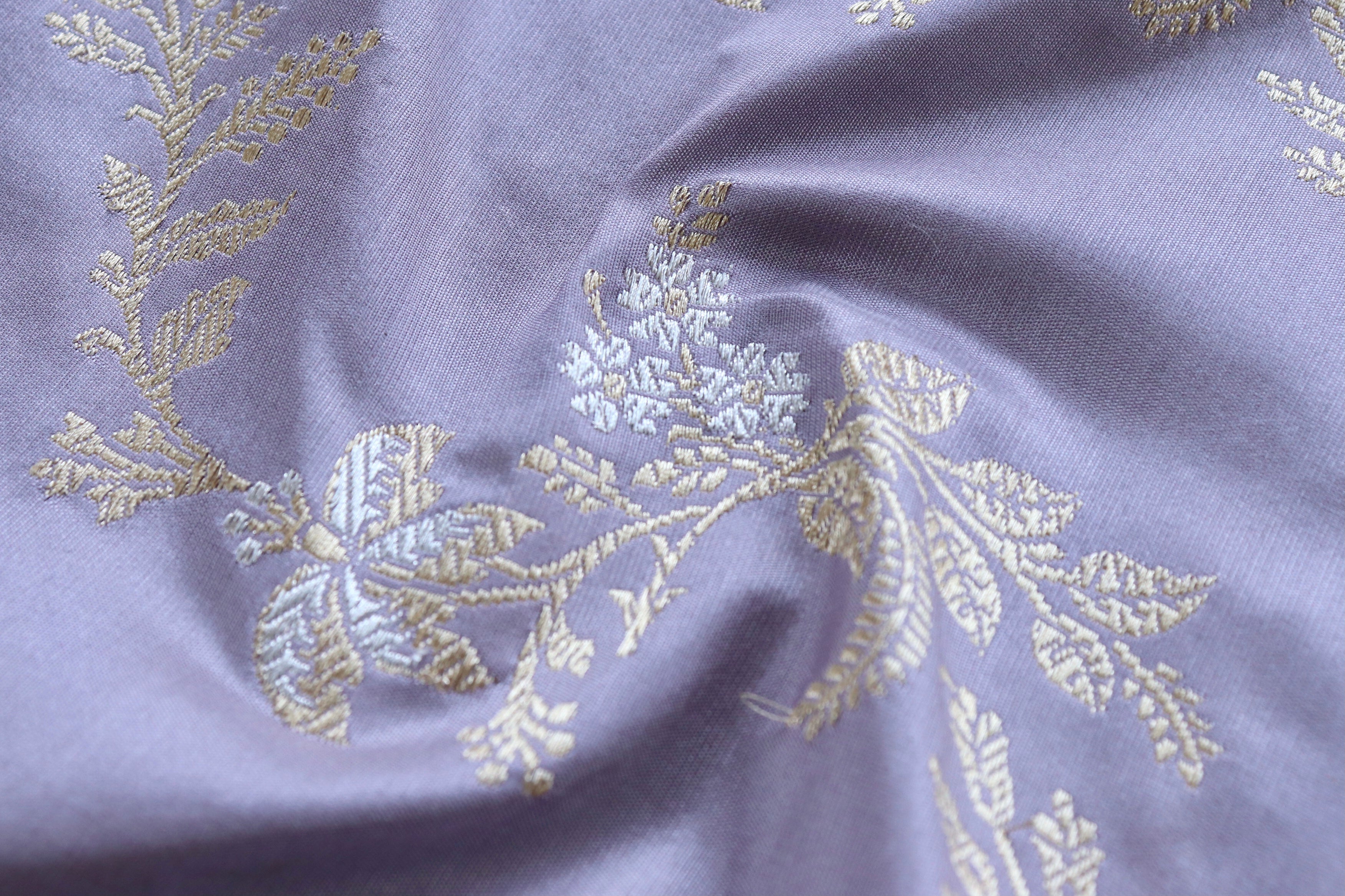 Lilac Kadhua Phool Jangla Banarasi Katan Silk Handloom Saree