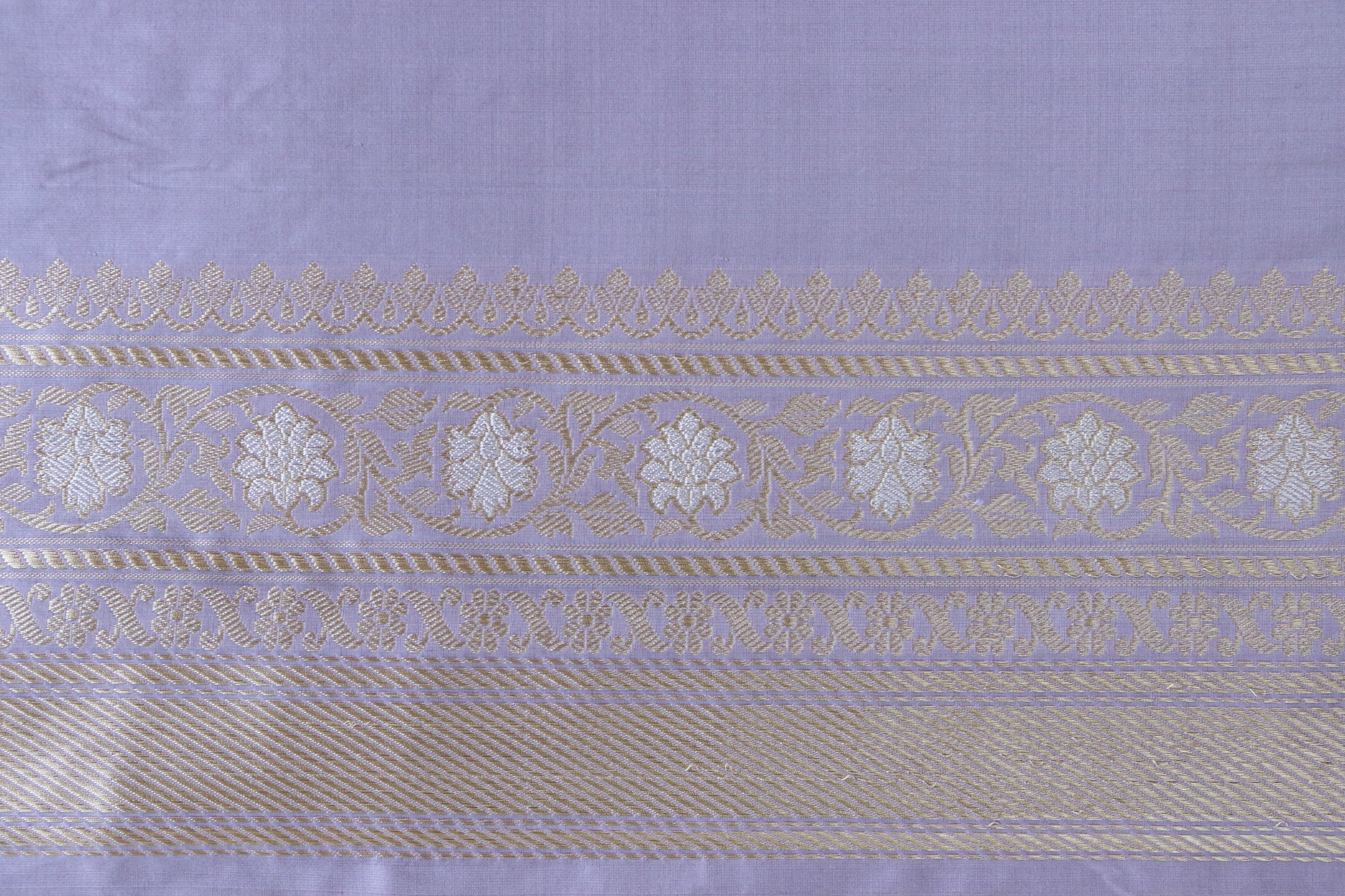 Lilac Kadhua Phool Jangla Banarasi Katan Silk Handloom Saree