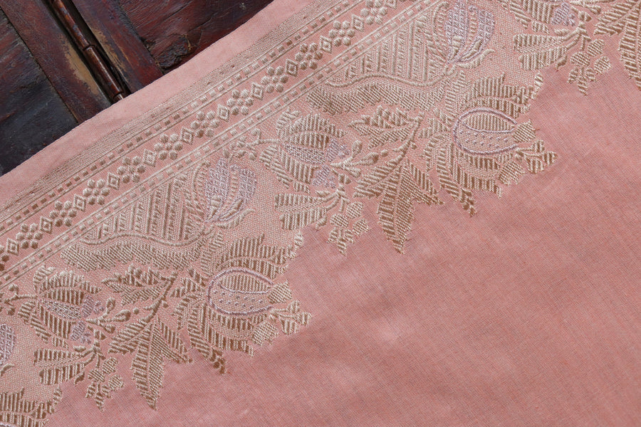 Peachy Pink Sona Rupa Pure Silk By Cotton Handloom Banarasi Saree
