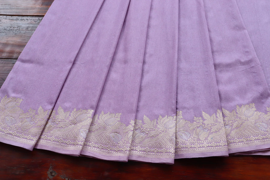 Lilac Sona Rupa Pure Silk Handloom Banarasi Saree