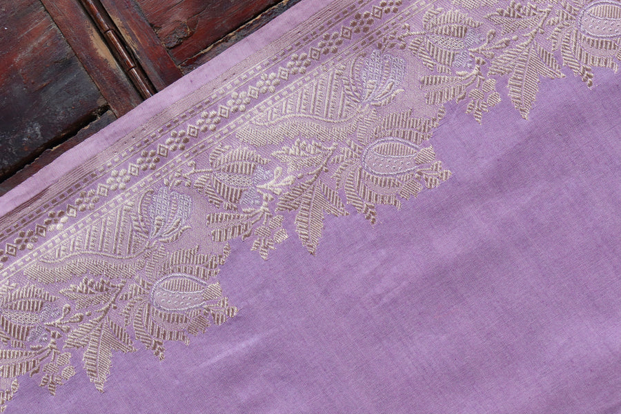 Lilac Sona Rupa Pure Silk Handloom Banarasi Saree