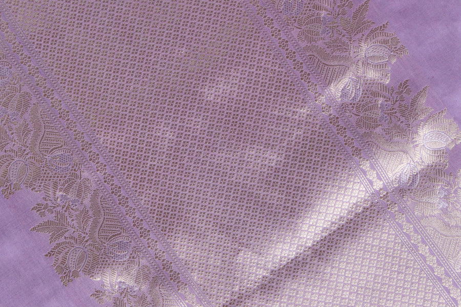Lilac Sona Rupa Pure Silk Handloom Banarasi Saree