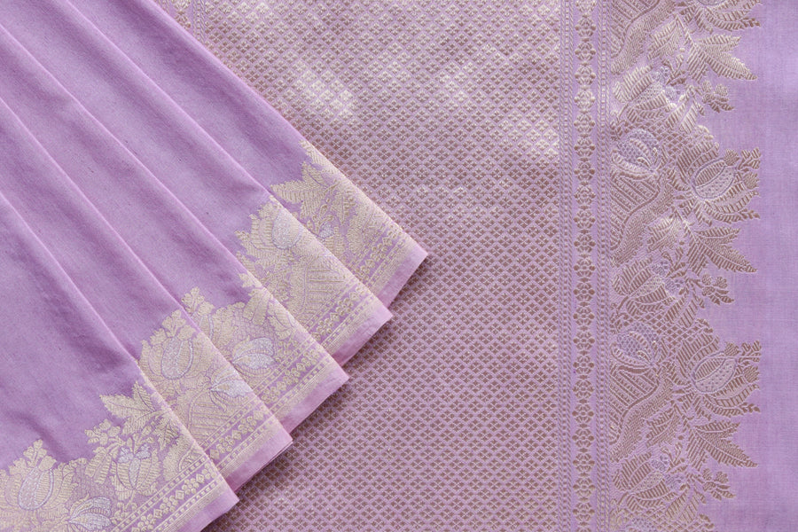 Lilac Sona Rupa Pure Silk Handloom Banarasi Saree