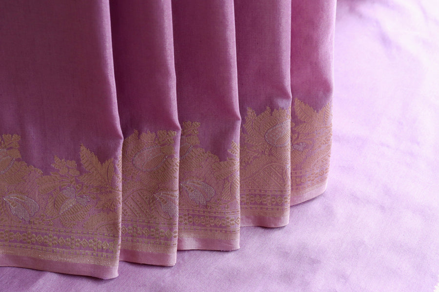 Lilac Sona Rupa Pure Silk Handloom Banarasi Saree