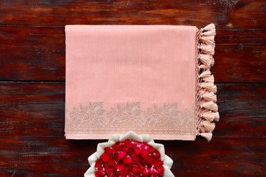 Peachy Pink Sona Rupa Pure Silk By Cotton Banarasi | Stuti Weaves
