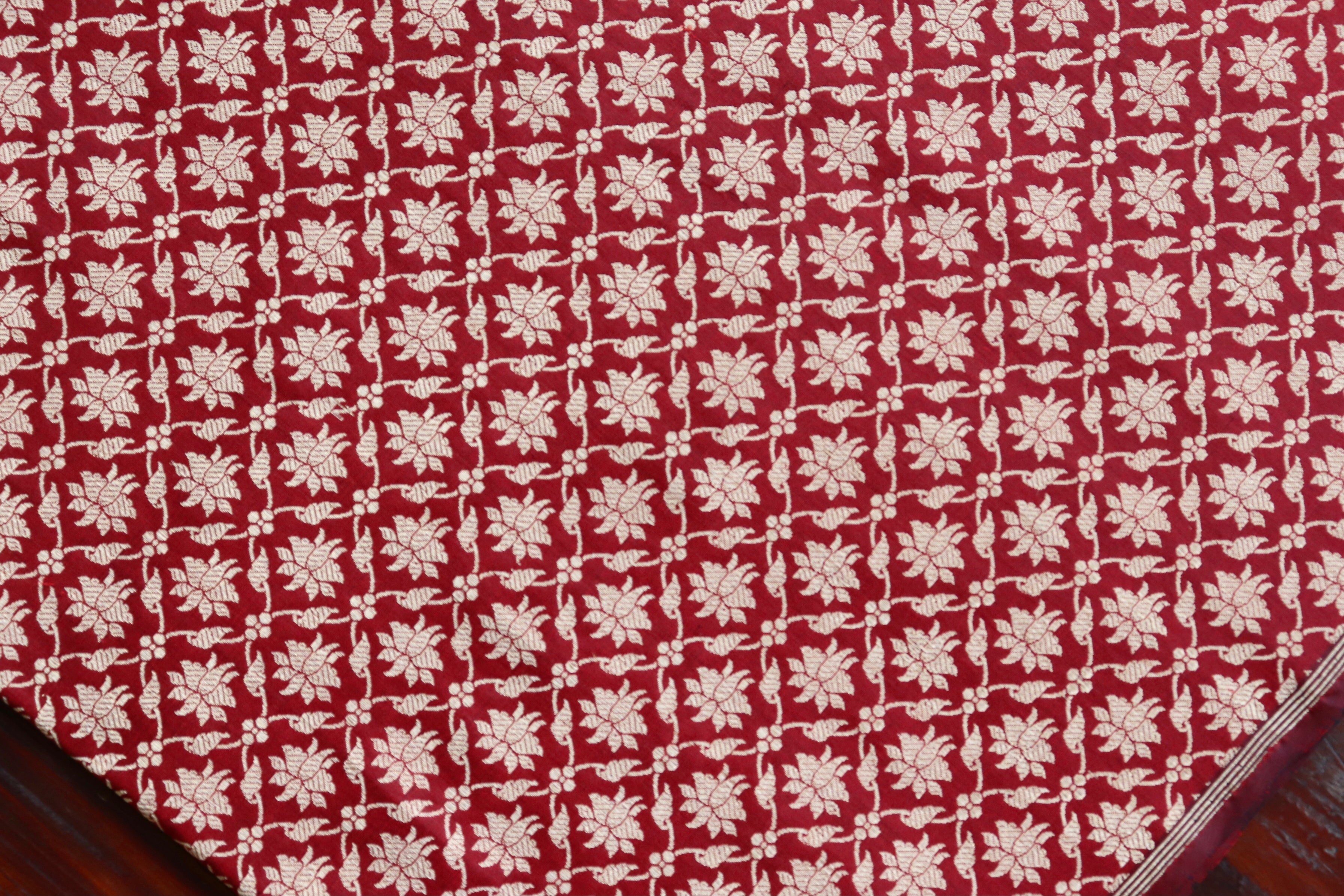 Maroon Pure Katan Silk Handloom Banarasi Fabric