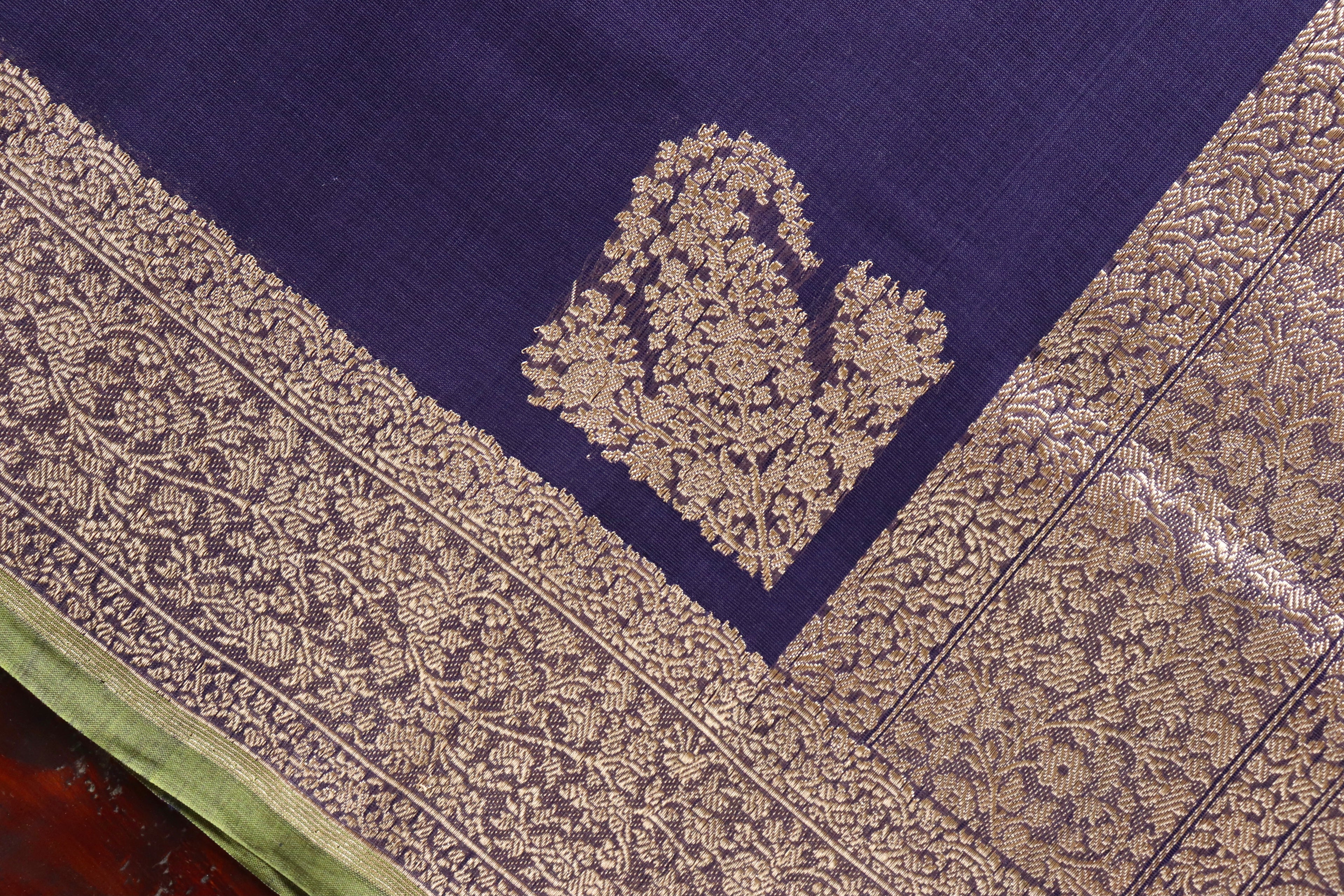 Blue Kuniya Pure Silk Handloom Banarasi Saree