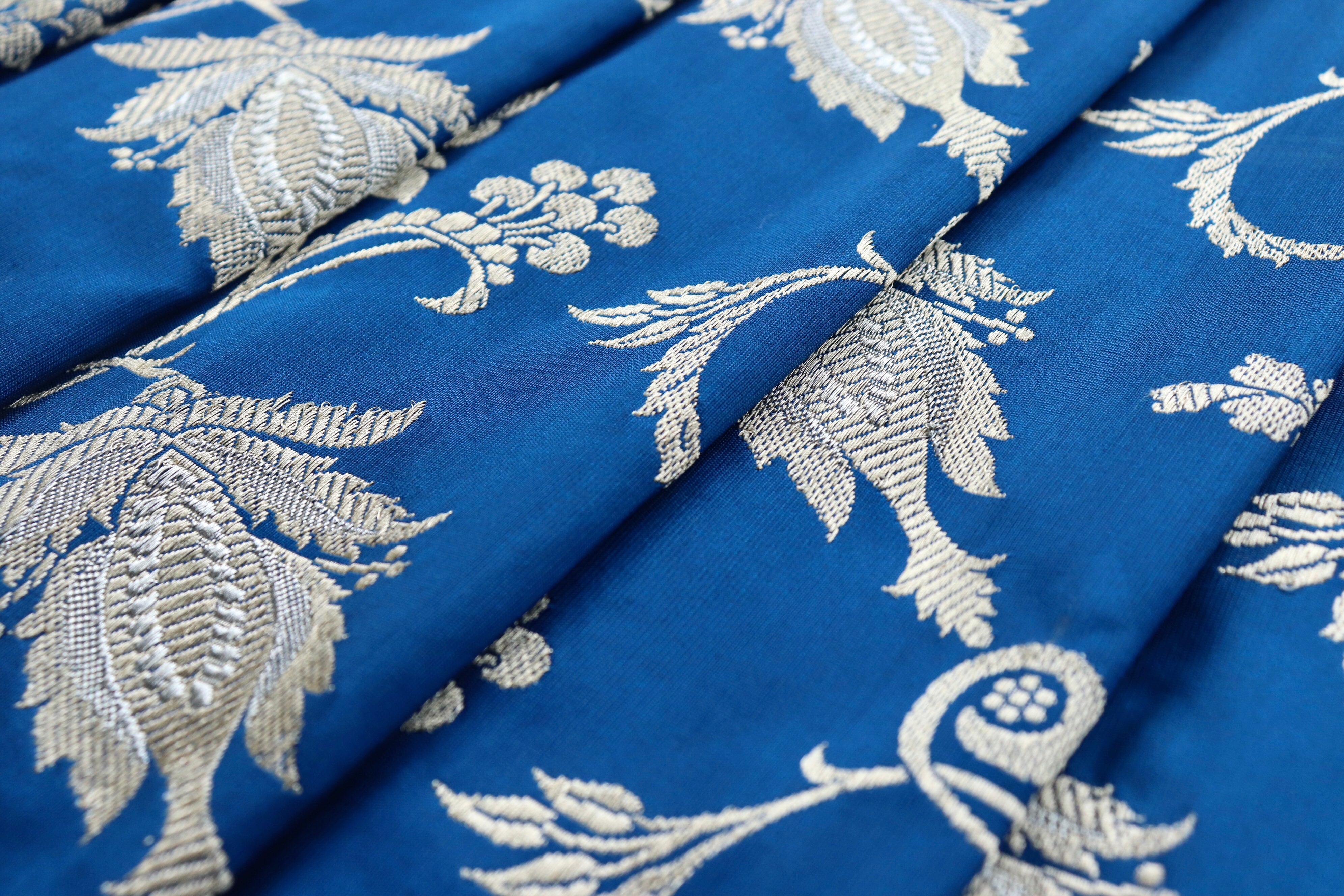 Blue Chinar Jangla Pure Silk Handloom Banarasi Saree