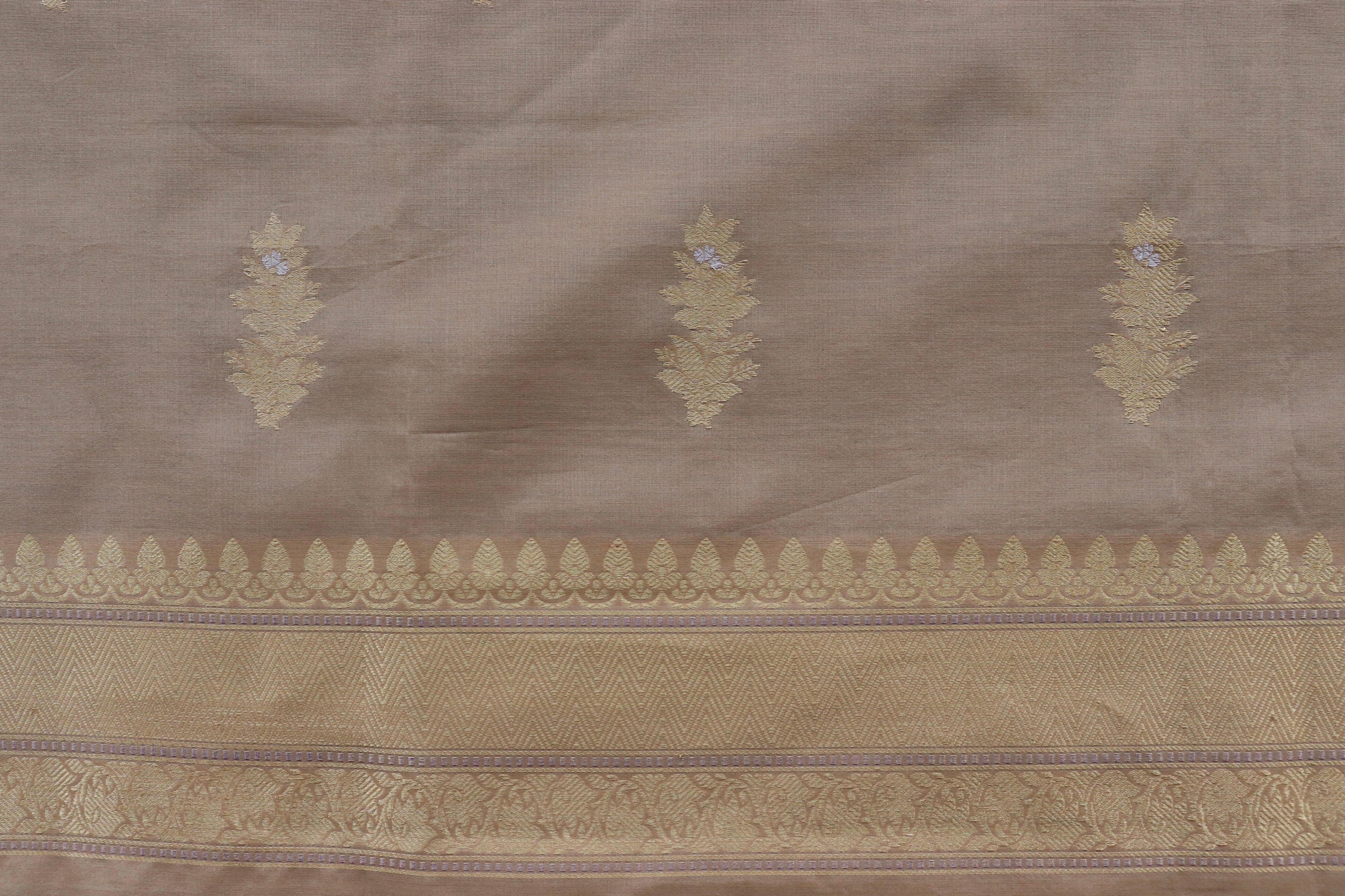 Beige Kora Silk Handloom Banarasi Suit Set