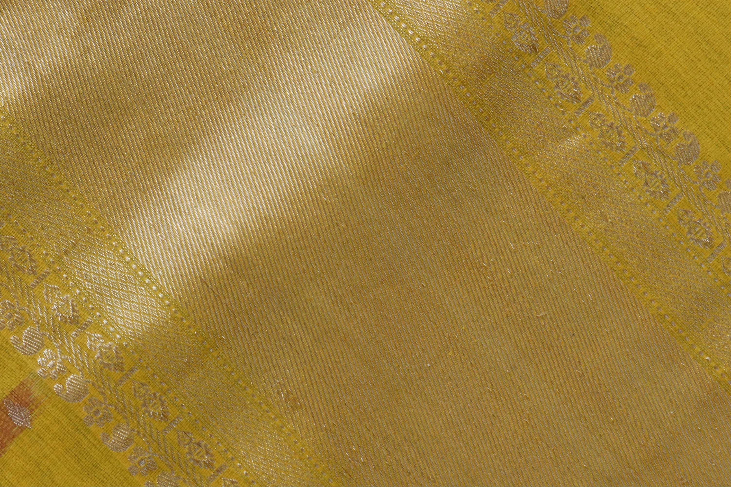 Yellow  Kadhua Pure Cotton Handwoven Saree
